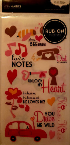 AC - American crafts - mini Marks rub ons - kiss kiss phrases
