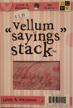 Load image into Gallery viewer, Die cuts with a view DCWV - sayings book - Love and wedding vellum quote stack colored