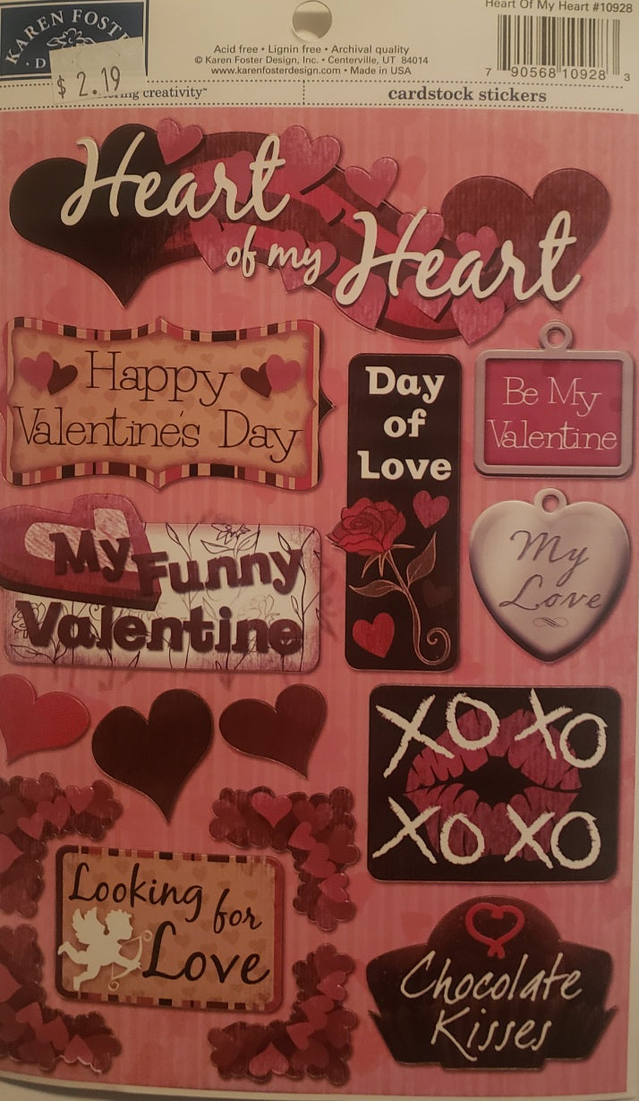 Karen Foster - cardstock sticker sheet - Heart of my Heart