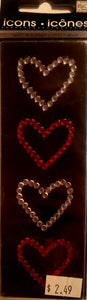Me and my big ideas MAMBI Icons - dimensional sticker sheet gems - red / white Rhinestone hearts
