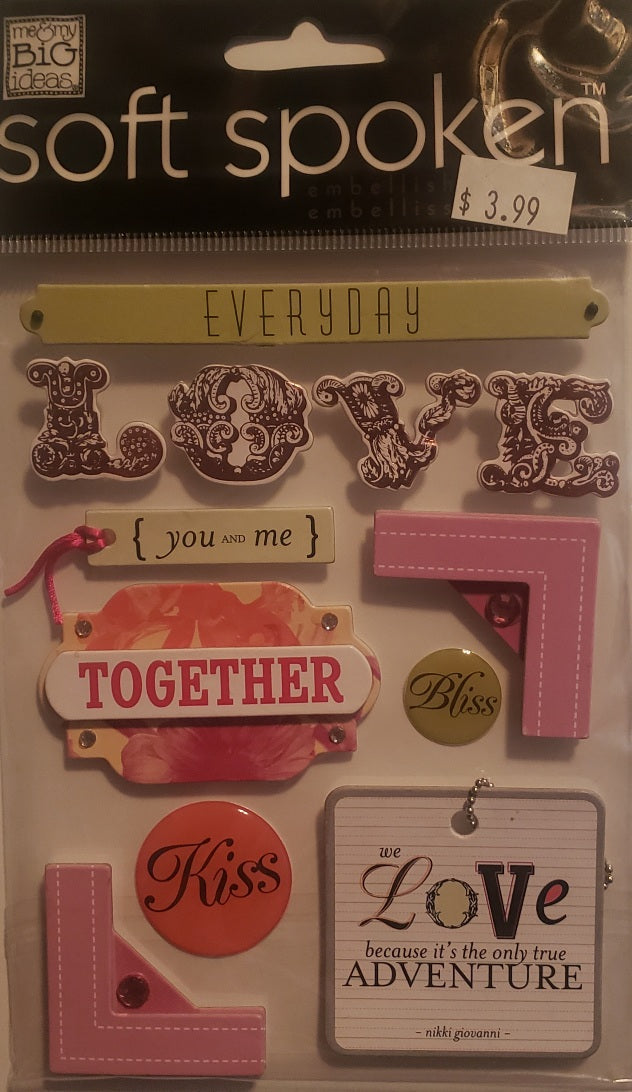 Me and my big ideas MAMBI soft spoken - dimensional sticker sheet - Love - Rachel's notebook