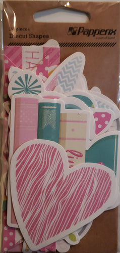 Papperix die cut glitter shapes embellishments - party love shapes