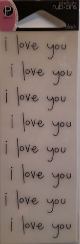 Pebbles inc -  duplicate rub ons sheet - I love you black