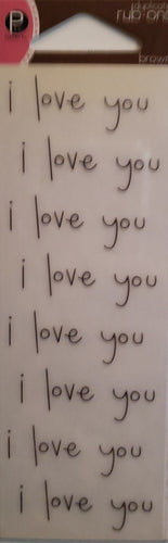 Pebbles inc -  duplicate rub ons sheet - I love you brown