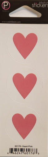 Pebbles inc -  cardstock sticker sheet - pink and white heart round seal