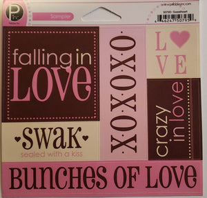Pebbles inc -  sampler cardstock sticker sheet - words sweetheart love