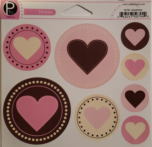 Pebbles inc -  sampler cardstock sticker sheet - hearts sweetheart love
