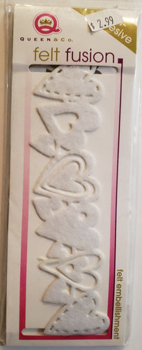 Queen & co. Felt fusion heart cut ribbon white