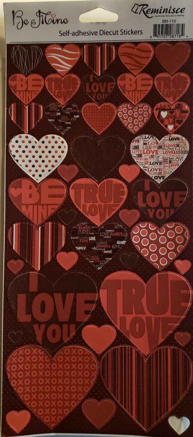 Reminisce cardstock sticker sheet - be mine hearts