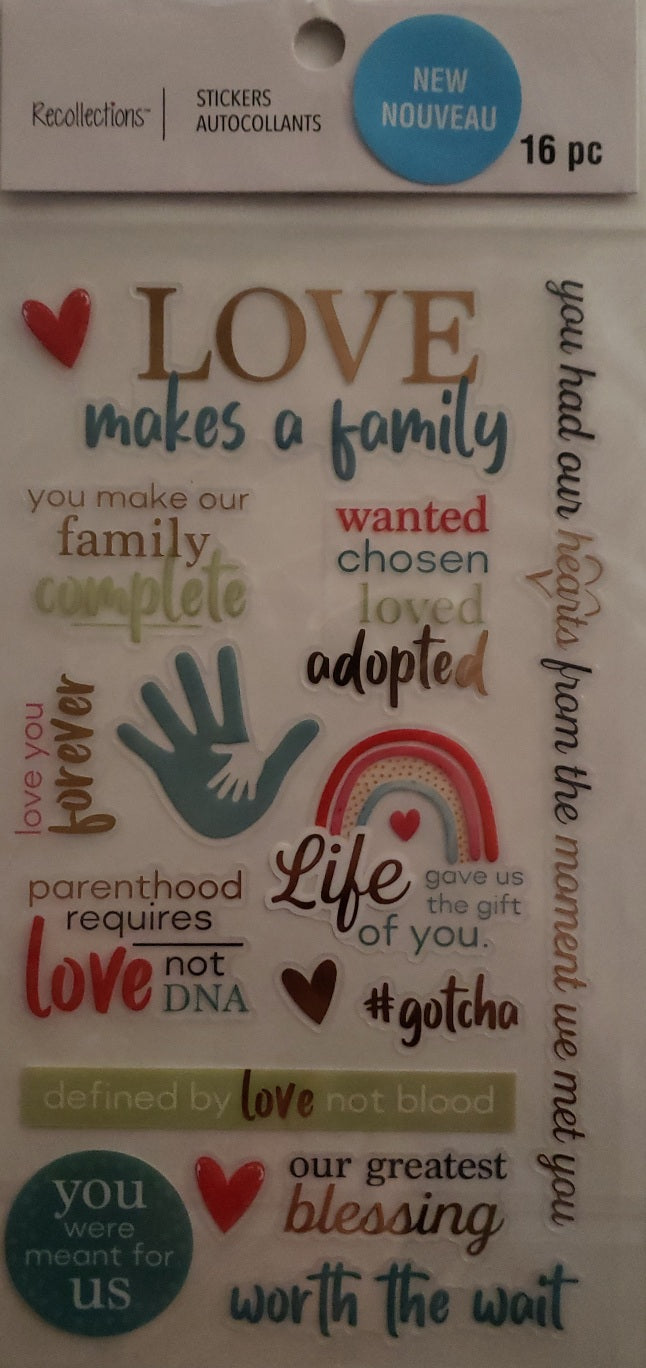 Recollections Dimensional Sticker - Love and Family - large pack