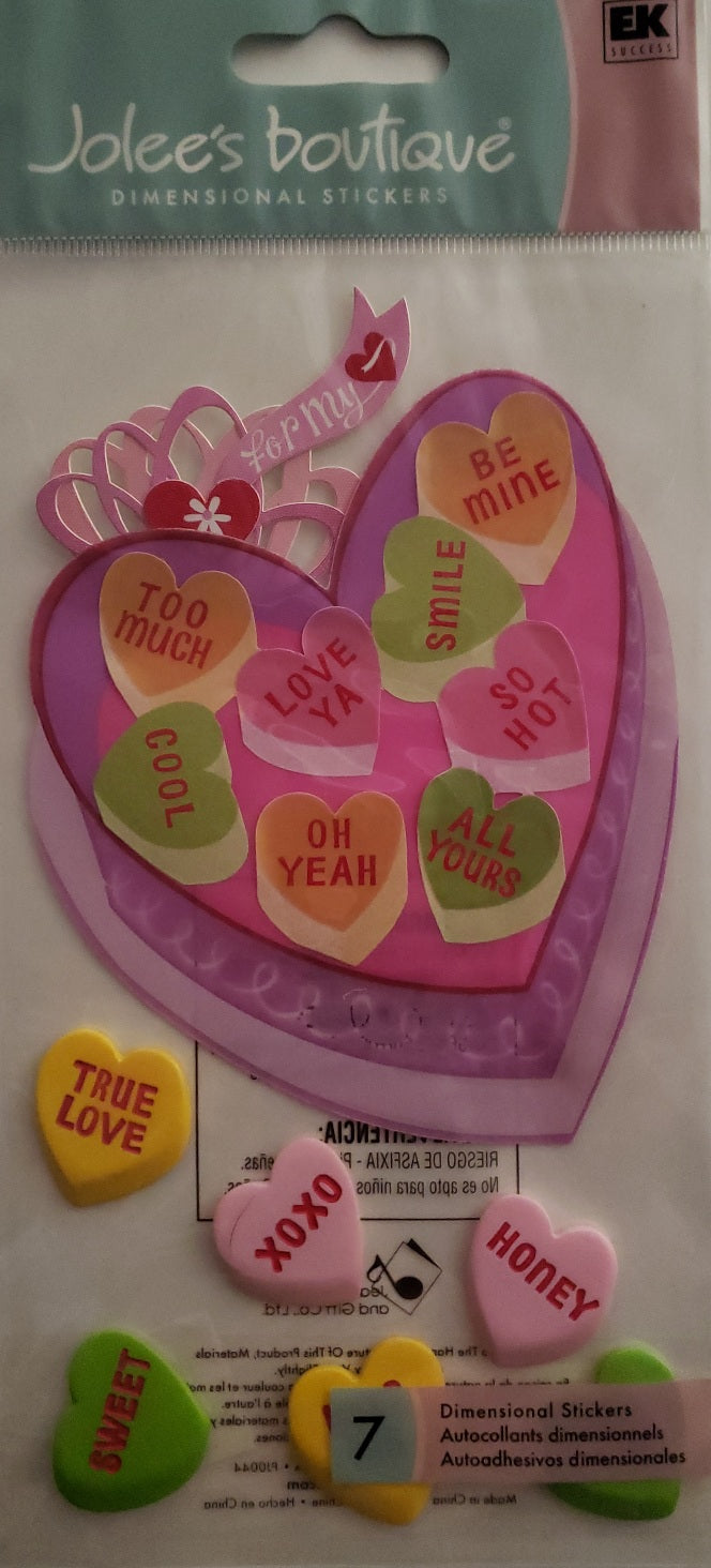 Jolee's Dimensional Sticker - sweet nothings candy heart box- large pack