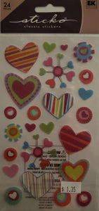 Sticko flat Sticker pack - heart shapes glitter