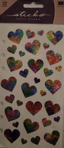 Sticko flat Sticker pack - pastel metallic hearts