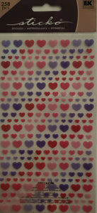 Sticko flat Sticker pack - purple and pink hearts glitter