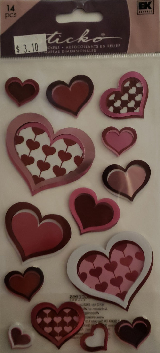 Sticko dimensional puffy Sticker pack - chocolate cherry hearts