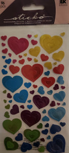 Sticko dimensional puffy Sticker pack - fun colorful hearts