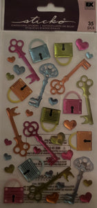 Sticko dimensional puffy Sticker pack - locks and keys
