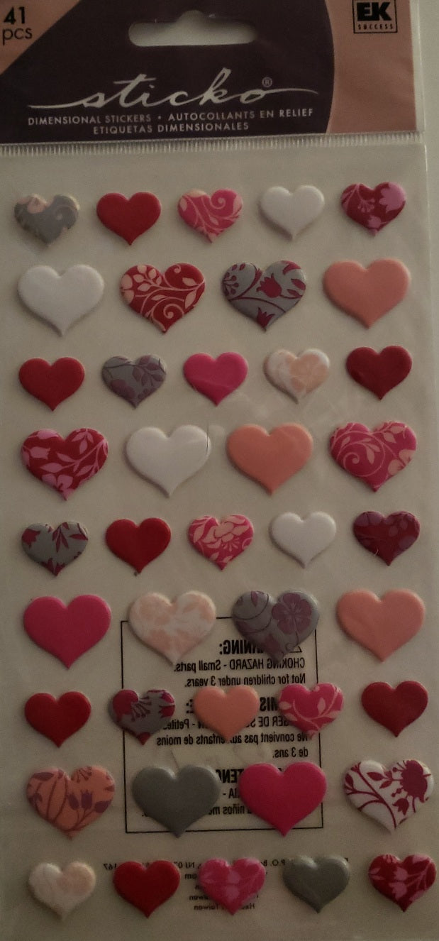 Sticko dimensional puffy Sticker pack - lovely hearts