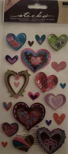 Sticko dimensional puffy Sticker pack - metallic new style hearts