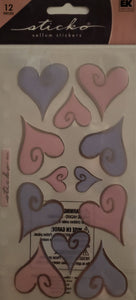 Sticko vellum flat stickers - hearts of love
