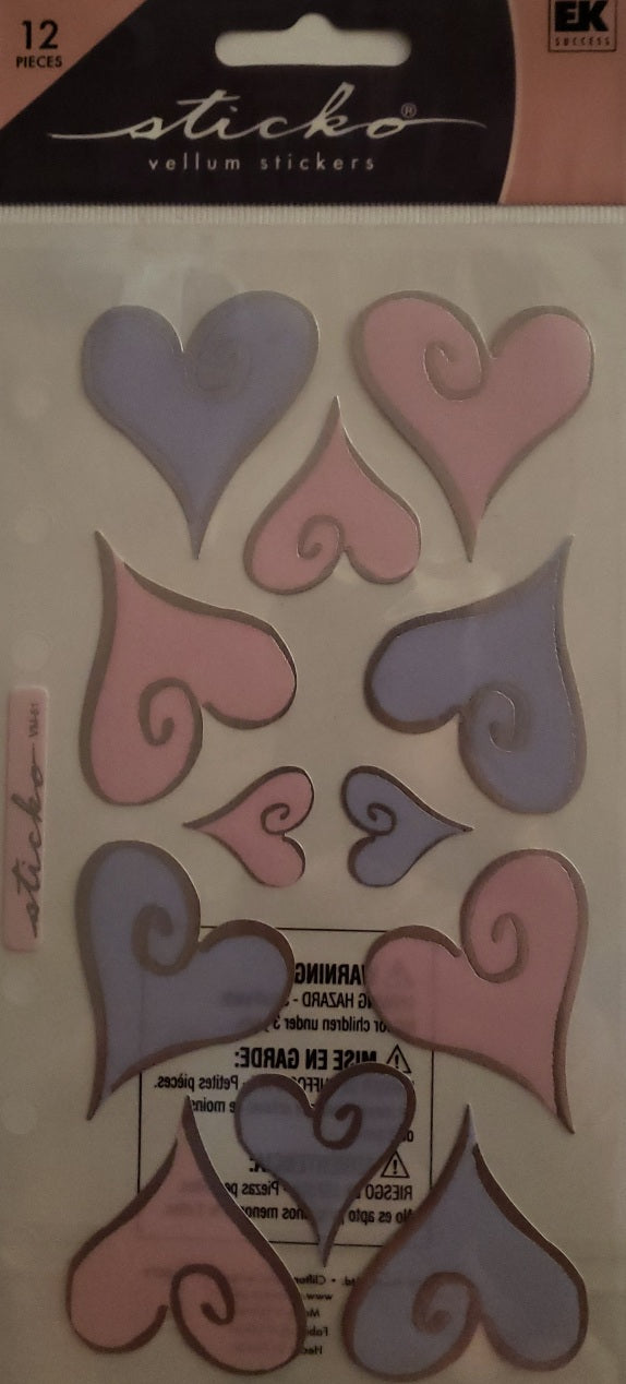 Sticko vellum flat stickers - hearts of love