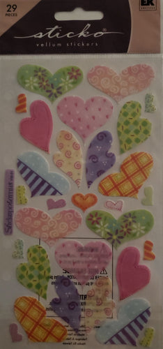 Sticko vellum flat stickers - vellum pastel hearts