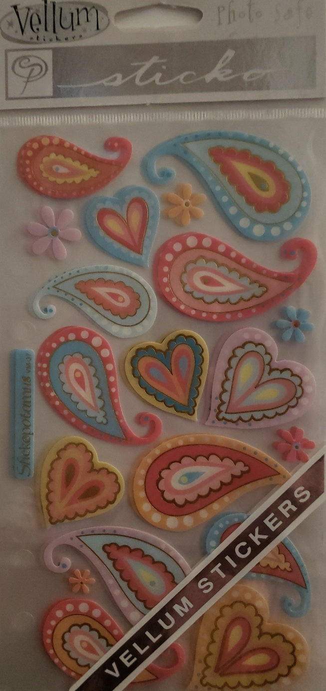 Sticko vellum flat stickers - vellum paisley