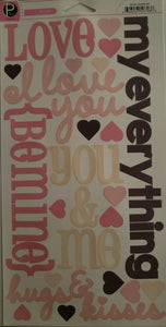 Pebbles inc -  cardstock sticker sheet xlarge - sweetheart words