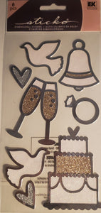 Sticko dimensional Sticker package - wedding metallic icons