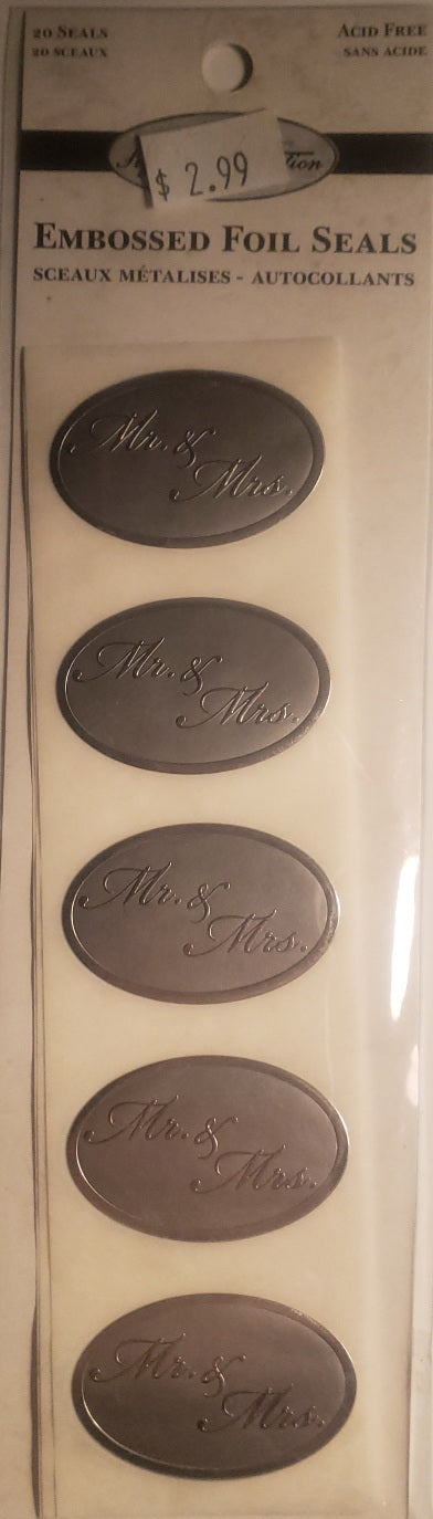 Anw crestwood - flat Sticker pack - embossed foil seals - Mr. And Mrs.  Silver