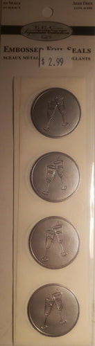 ANW Crestwood flat Sticker pack - embossed foil seals - celebrate glasses silver