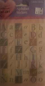 Wilton flat Stickers - memories of the heart - alphabet stickers