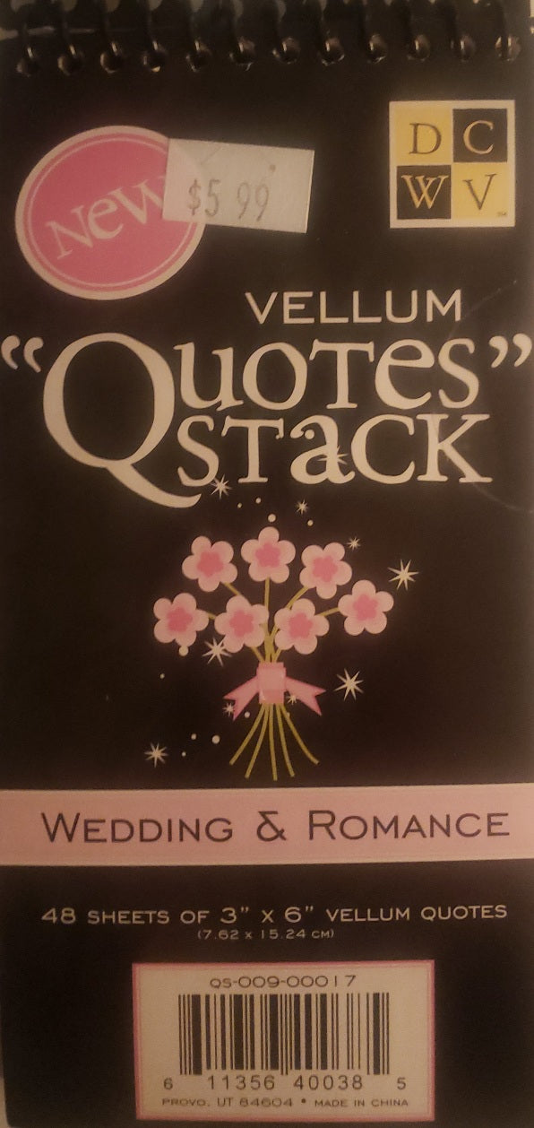 Die cuts with a view DCWV - vellum quotes stack book - wedding and romance black