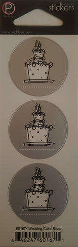 Pebbles inc -  cardstock sticker sheet - wedding cake silver round seal