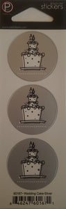 Pebbles inc -  cardstock sticker sheet - wedding cake silver round seal