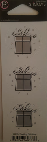 Pebbles inc -  cardstock sticker sheet - wedding gift silver round seal