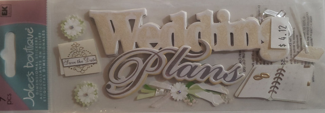 Jolee's by you Boutique Dimensional Sticker - wedding plans title - medium skinny pack
