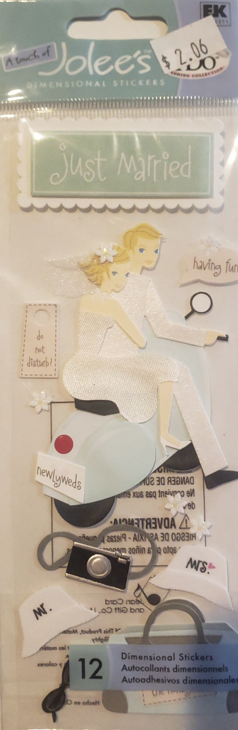 Jolee's by you Boutique Dimensional Sticker - I do Just married - medium skinny pack