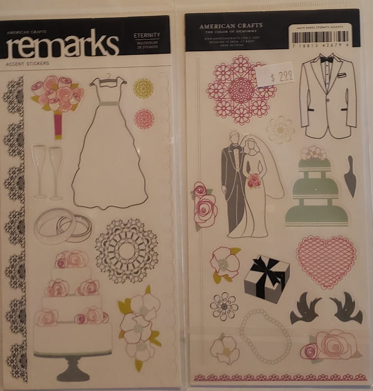 American crafts AC - ReMarks stickers - eternity wedding glitter