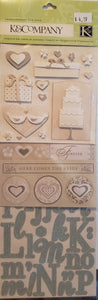 K and company Dimensional Sticker - large value pack - wedding with alphabet