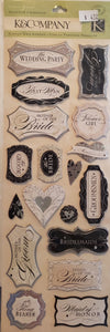 K and company chipboard Dimensional Sticker - large pack - forever yours title words wedding