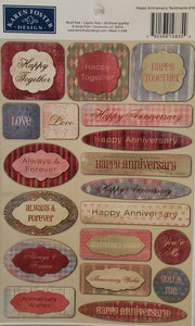 Karen Foster - cardstock sticker sheet - happy anniversary sentiments