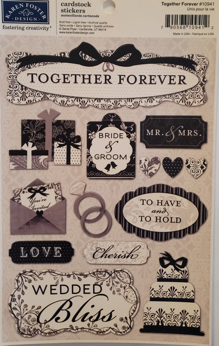 Karen Foster - cardstock sticker sheet - together forever wedding