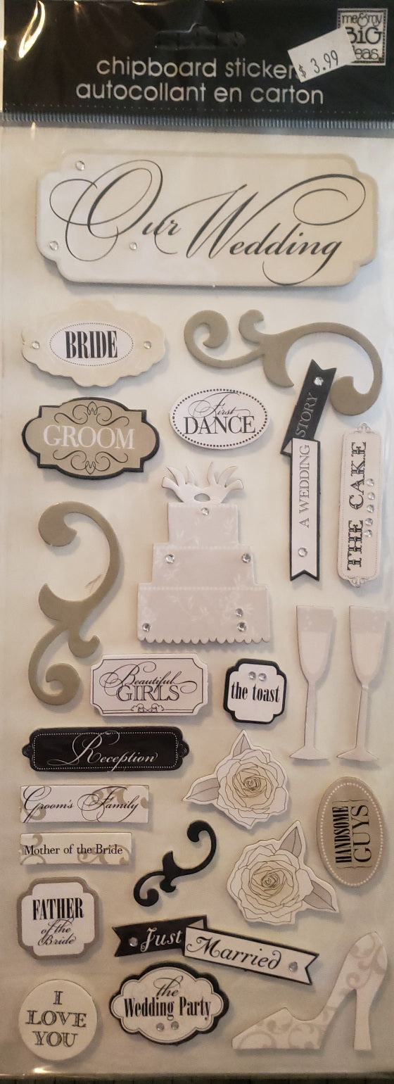 Me and my big ideas MAMBI - 1 dimensional chipboard sticker sheets - our wedding