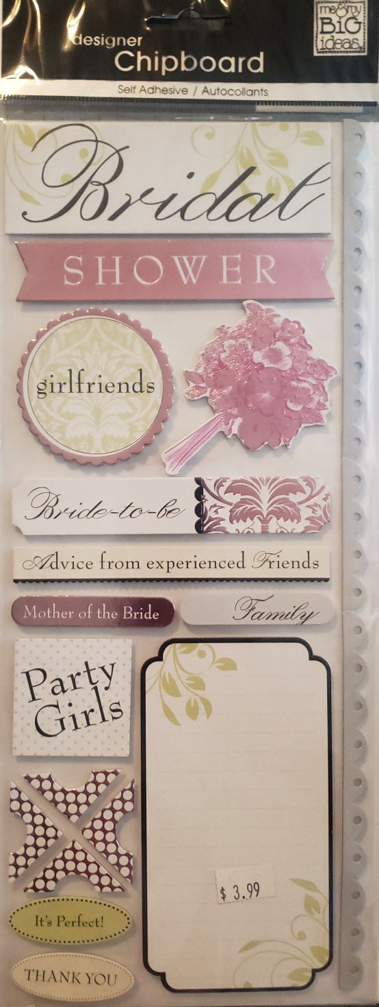 Me and my big ideas MAMBI - 1 dimensional chipboard sticker sheets - bridal shower