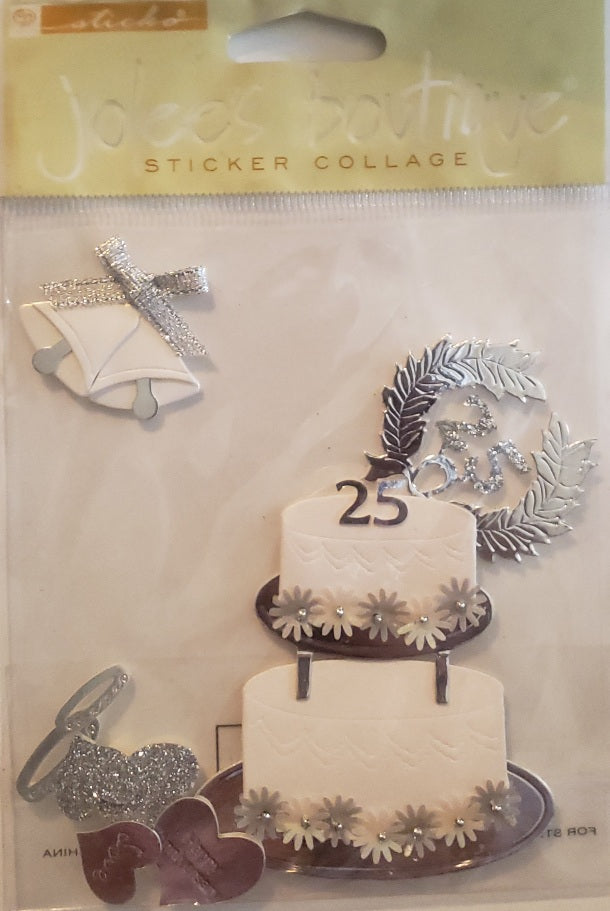 Jolee's Boutique Dimensional Sticker - 25th silver anniversary - small pack