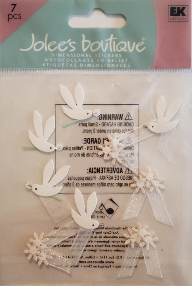 Jolee's Boutique Dimensional Sticker - doves with ribbons  - small pack