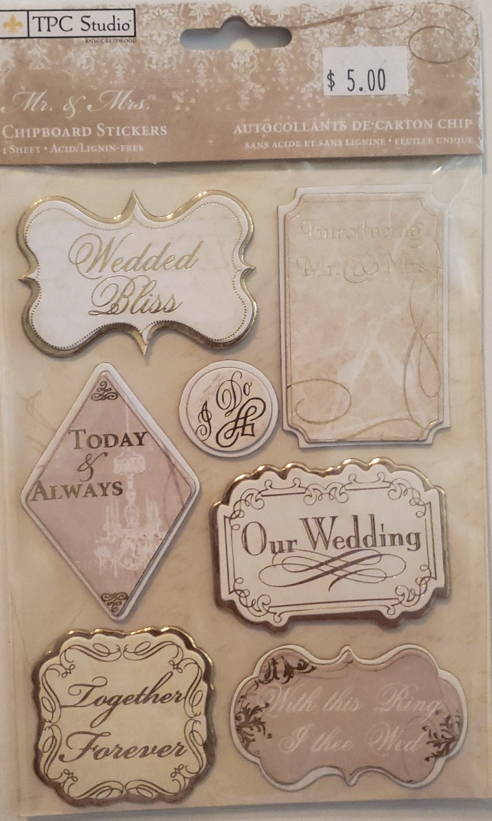 TPC studio - The paper company -  sticker package -  wedding Mr. & Mrs. Dimensional foil