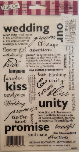 Royal Langnickel rub ons  - wedding sentiments