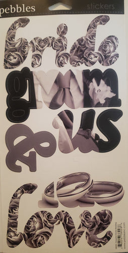 Pebbles inc -  cardstock sticker sheet xlarge - snapshot wedding words